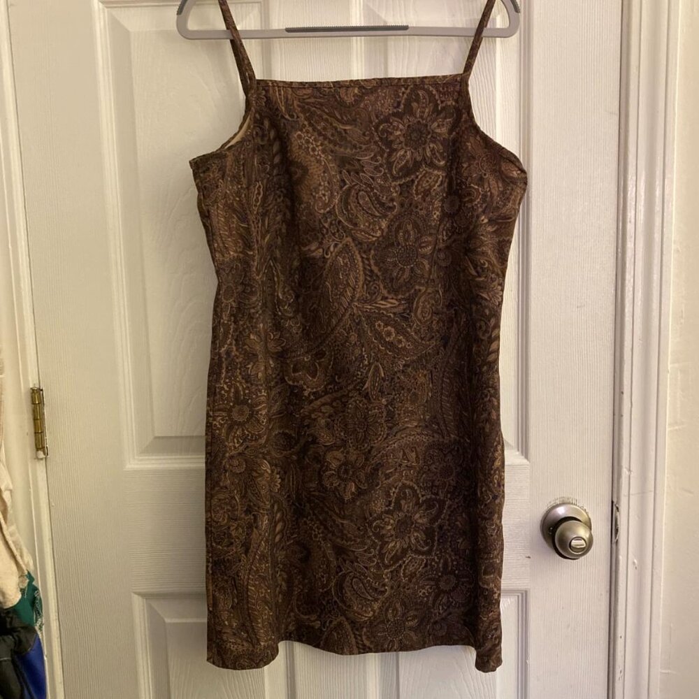 Brown paisley mini dress